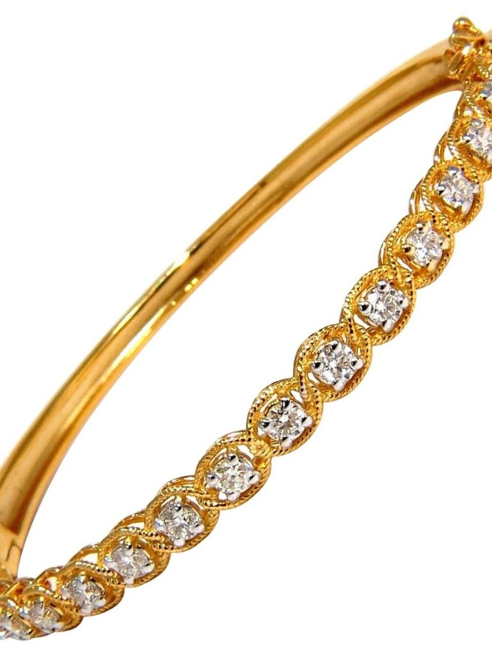 1.37ct Rope Twist Encased Natural Round Diamonds Bangle Bracelet 14 karat*